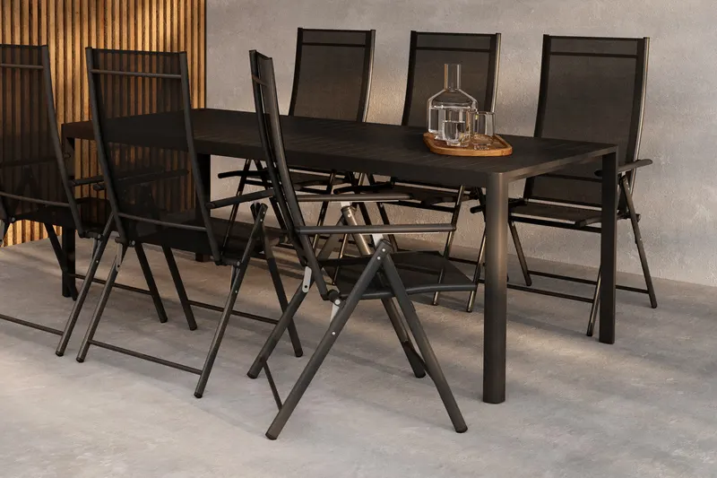 Giardini & Levanzo Gartenmöbel-Set mit 6 Klappstühlen in Schwarz, im Wohnraum, Ansicht 4