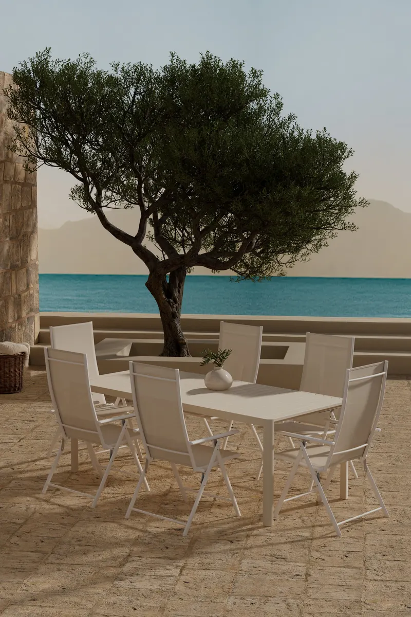 Giardini & Levanzo Gartenmöbel-Set mit 6 Klappstühlen in Beige, im Wohnraum, Ansicht 1