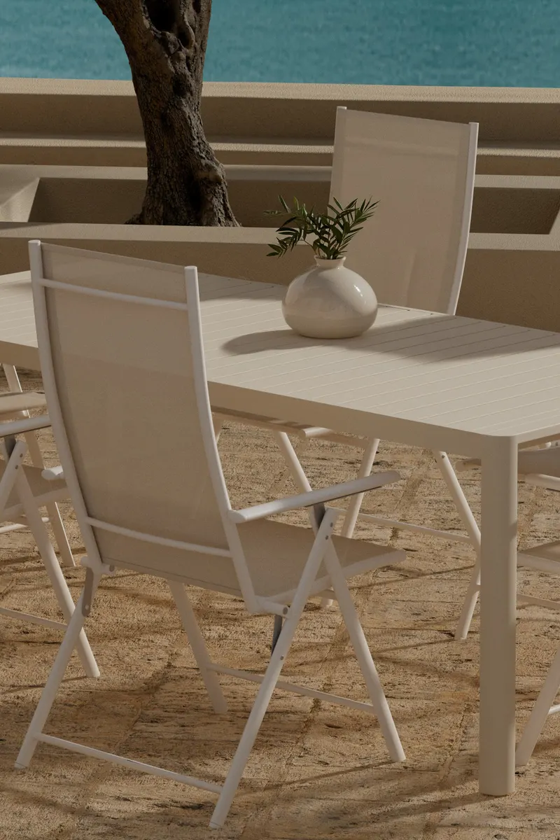 Giardini & Levanzo Gartenmöbel-Set mit 6 Klappstühlen in Beige, im Wohnraum, Ansicht 2