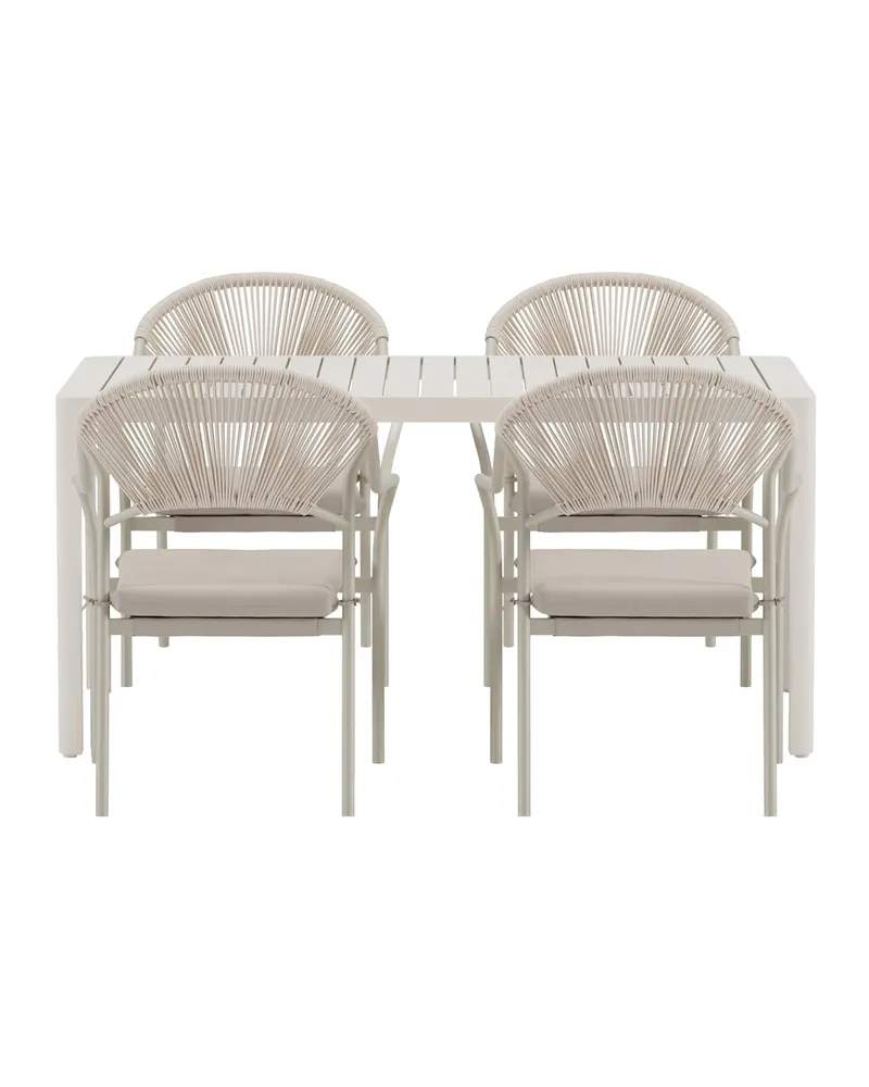 Giardini & Paros Gartenmöbel-Set, 4 Stühle mit geflochtener Lehne, Beige