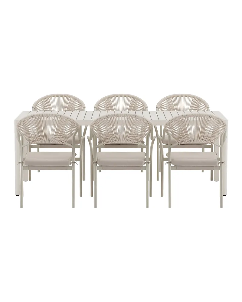 Giardini & Paros Gartenmöbel-Set, 200 × 90 cm, 6 Stapelstühle