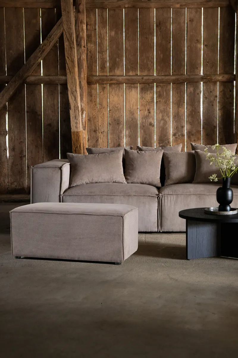 Gillholmen rechteckiger Polsterhocker in 60 × 41 × 92 cm, Braun, Gestell Schwarz, Polyester-Cord, im Wohnraum, Ansicht 4
