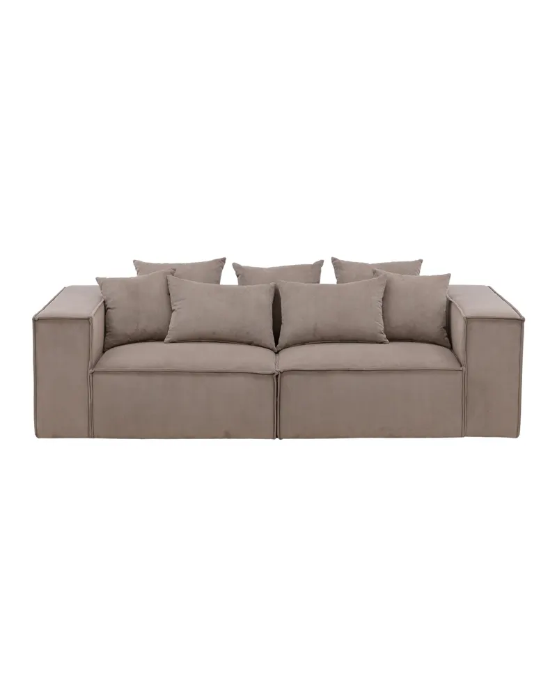 Gillholmen Sofa mit breiten Armlehnen und Kissen in Braun, Gestell Schwarz, Faserfüllung, Polyester, Ansicht 1