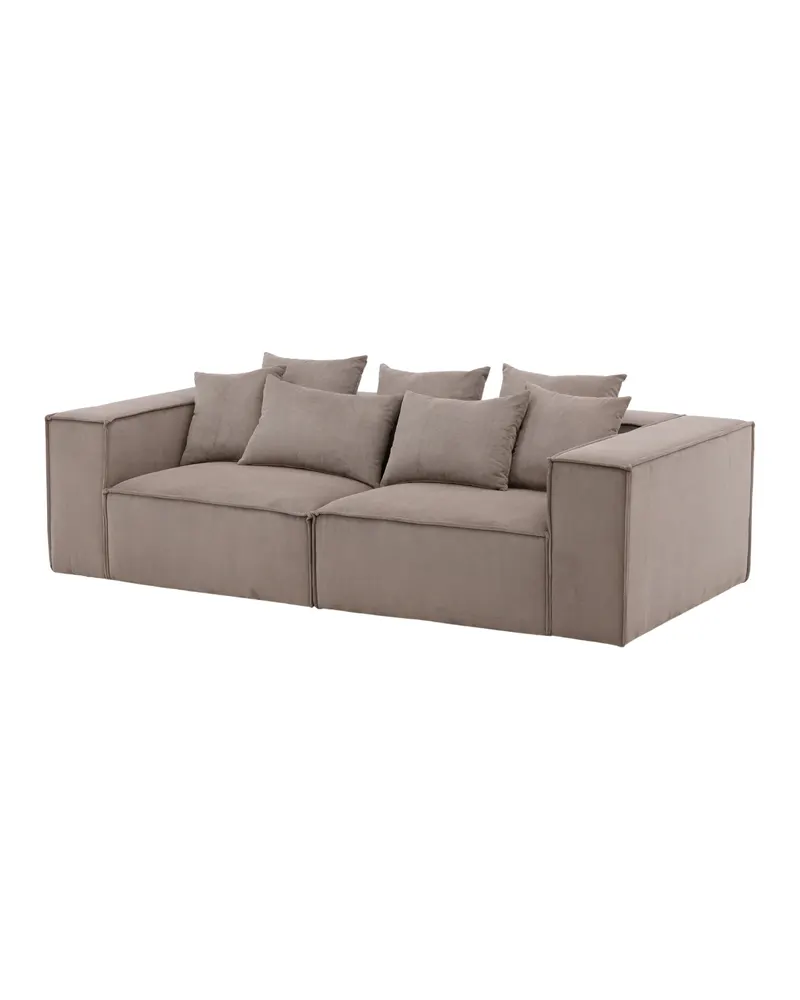 Gillholmen Sofa mit breiten Armlehnen und Kissen in Braun, Gestell Schwarz, Faserfüllung, Polyester, Ansicht 9