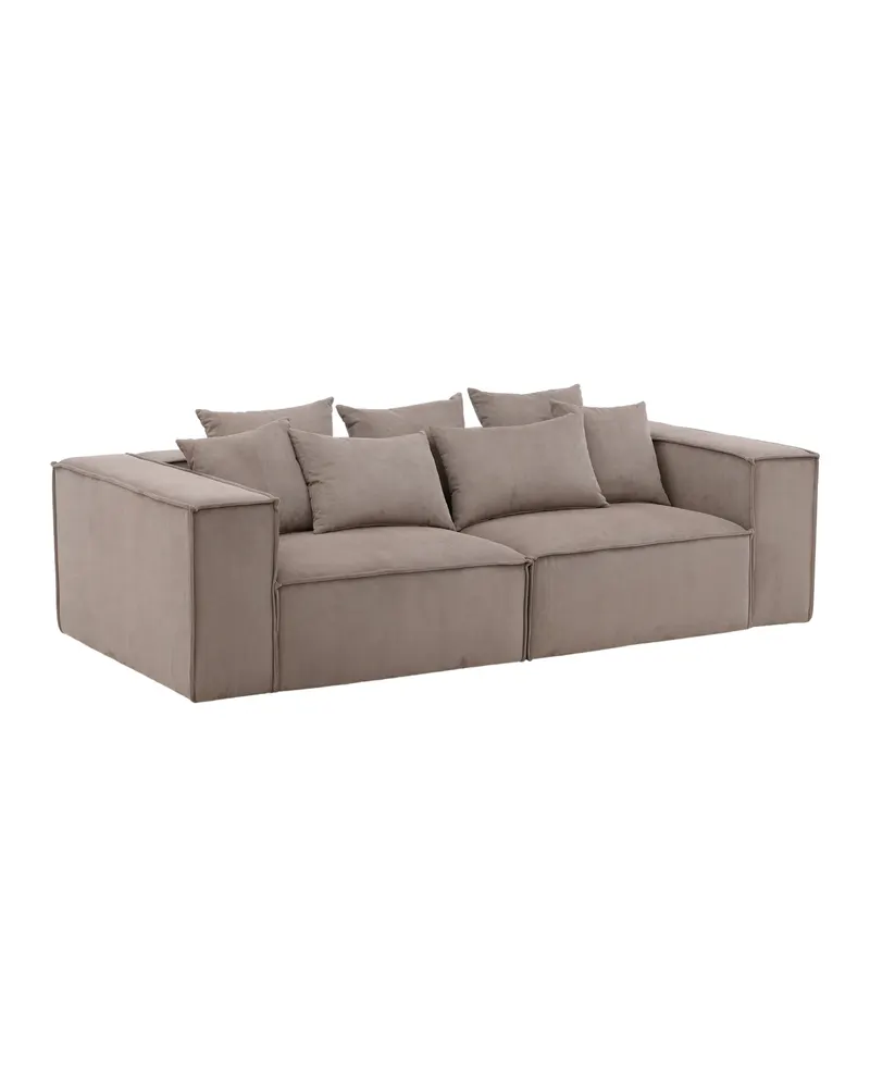 Gillholmen Sofa mit breiten Armlehnen und Kissen in Braun, Gestell Schwarz, Faserfüllung, Polyester, Ansicht 2
