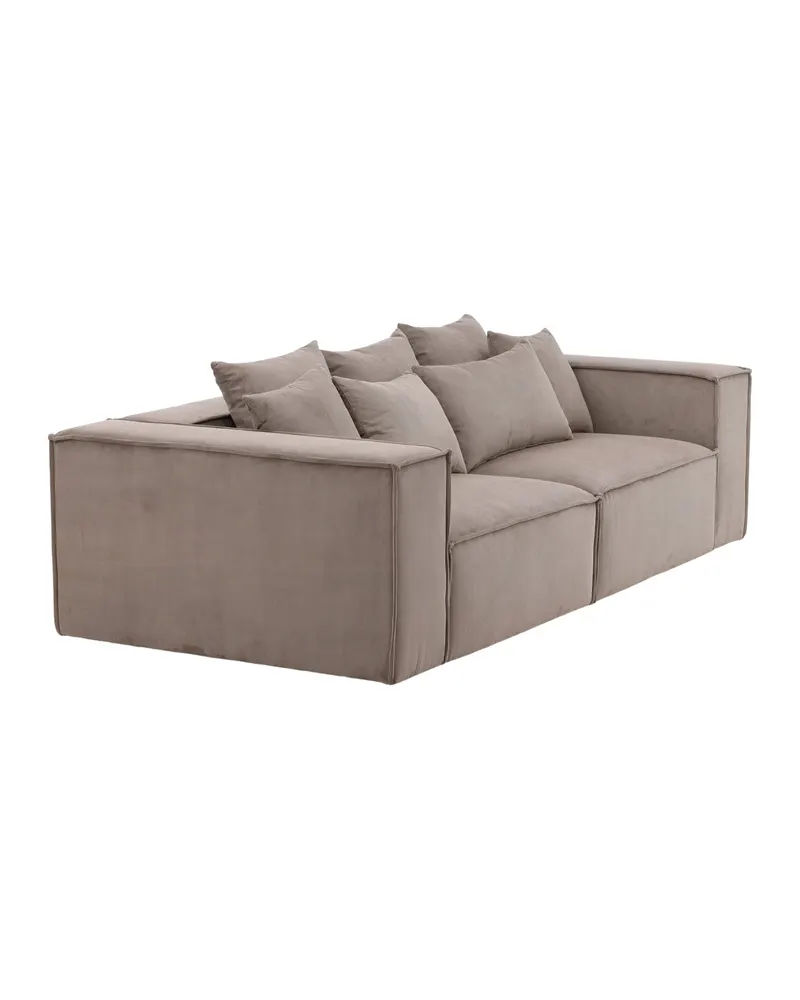Gillholmen Sofa mit breiten Armlehnen und Kissen in Braun, Gestell Schwarz, Faserfüllung, Polyester, Ansicht 3