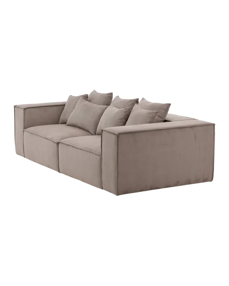 Gillholmen Sofa mit breiten Armlehnen und Kissen in Braun, Gestell Schwarz, Faserfüllung, Polyester, Ansicht 5