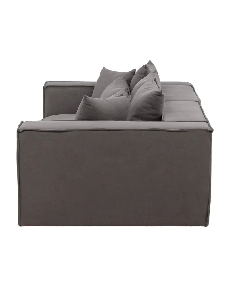 Gillholmen Sofa mit breiten Armlehnen und Kissen in Grau, Gestell Schwarz, Baumwolle, Polyester in Leinenoptik, Ansicht 10