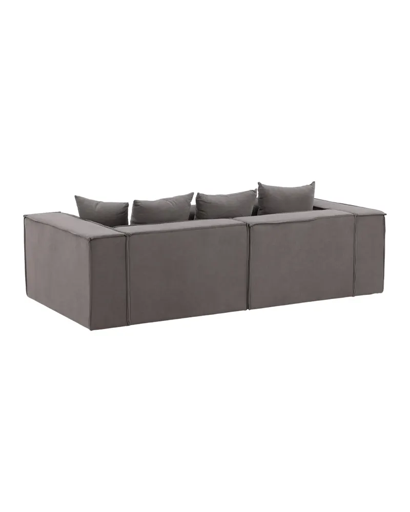 Gillholmen Sofa mit breiten Armlehnen und Kissen in Grau, Gestell Schwarz, Baumwolle, Polyester in Leinenoptik, Ansicht 11