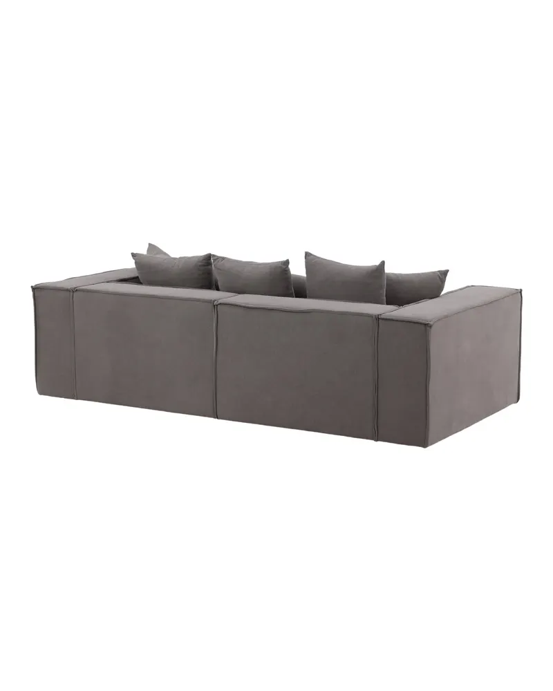 Gillholmen Sofa mit breiten Armlehnen und Kissen in Grau, Gestell Schwarz, Baumwolle, Polyester in Leinenoptik, Ansicht 12