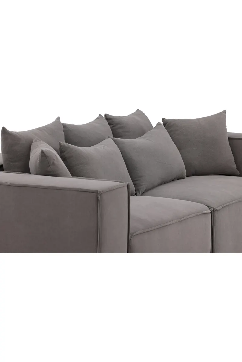 Gillholmen Sofa mit breiten Armlehnen und Kissen in Grau, Gestell Schwarz, Baumwolle, Polyester in Leinenoptik, Ansicht 13