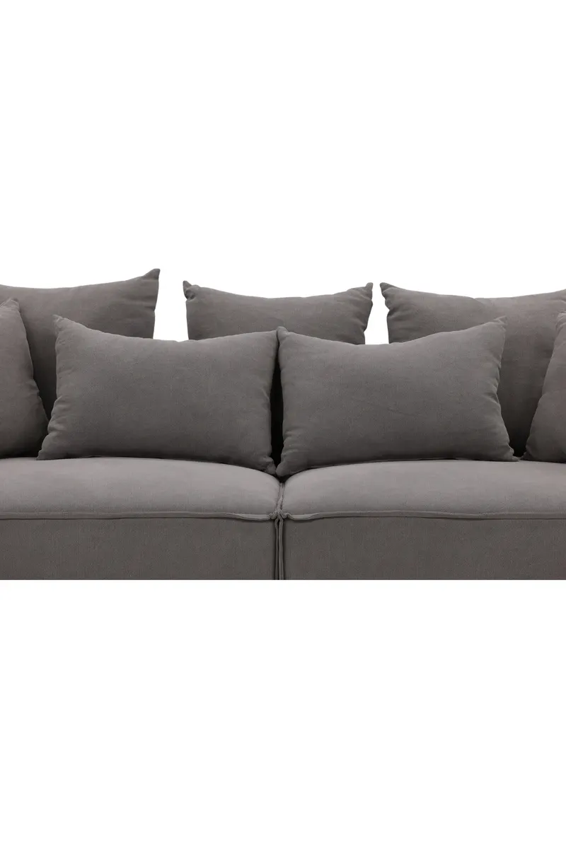 Gillholmen Sofa mit breiten Armlehnen und Kissen in Grau, Gestell Schwarz, Baumwolle, Polyester in Leinenoptik, Ansicht 14
