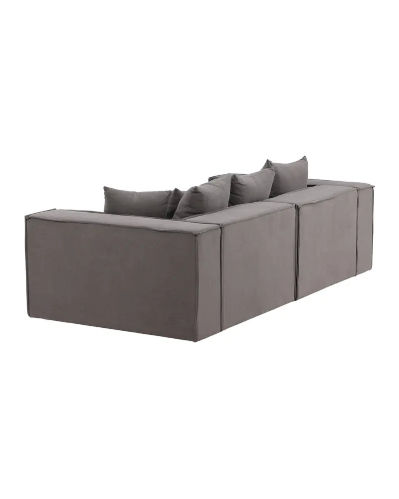 Gillholmen Sofa mit breiten Armlehnen und Kissen in Grau, Gestell Schwarz, Baumwolle, Polyester in Leinenoptik, Ansicht 6