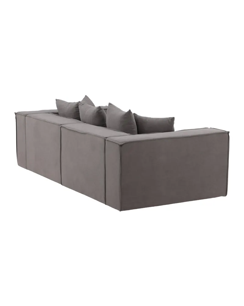 Gillholmen Sofa mit breiten Armlehnen und Kissen in Grau, Gestell Schwarz, Baumwolle, Polyester in Leinenoptik, Ansicht 7