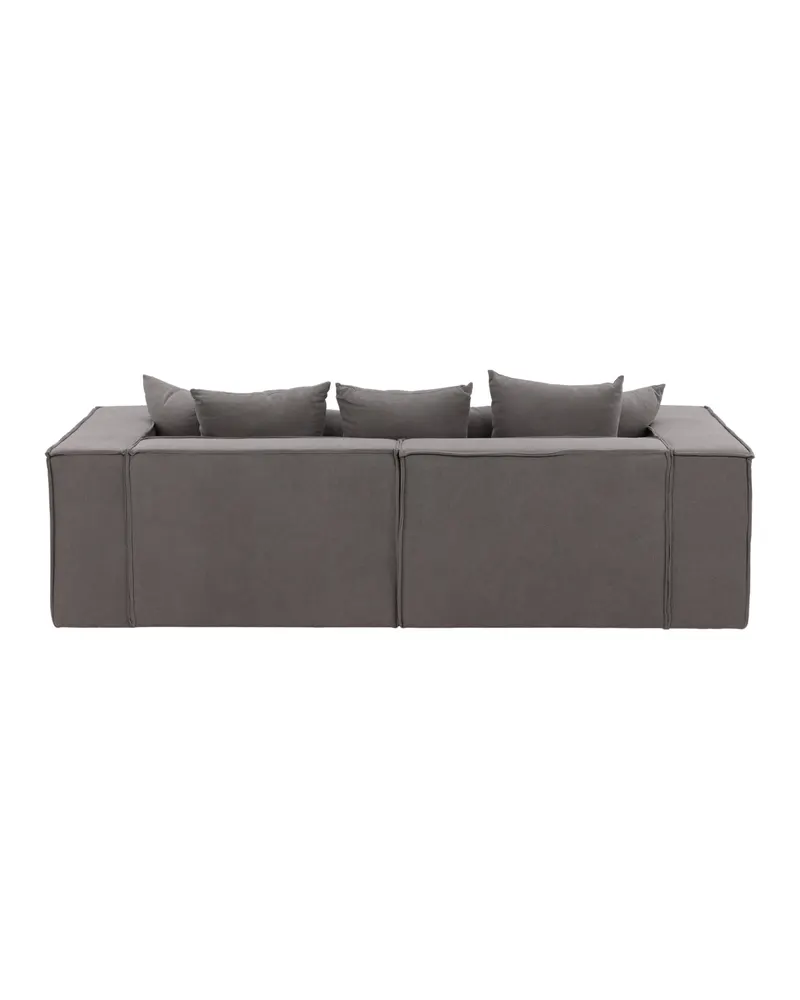 Gillholmen Sofa mit breiten Armlehnen und Kissen in Grau, Gestell Schwarz, Baumwolle, Polyester in Leinenoptik, Ansicht 8