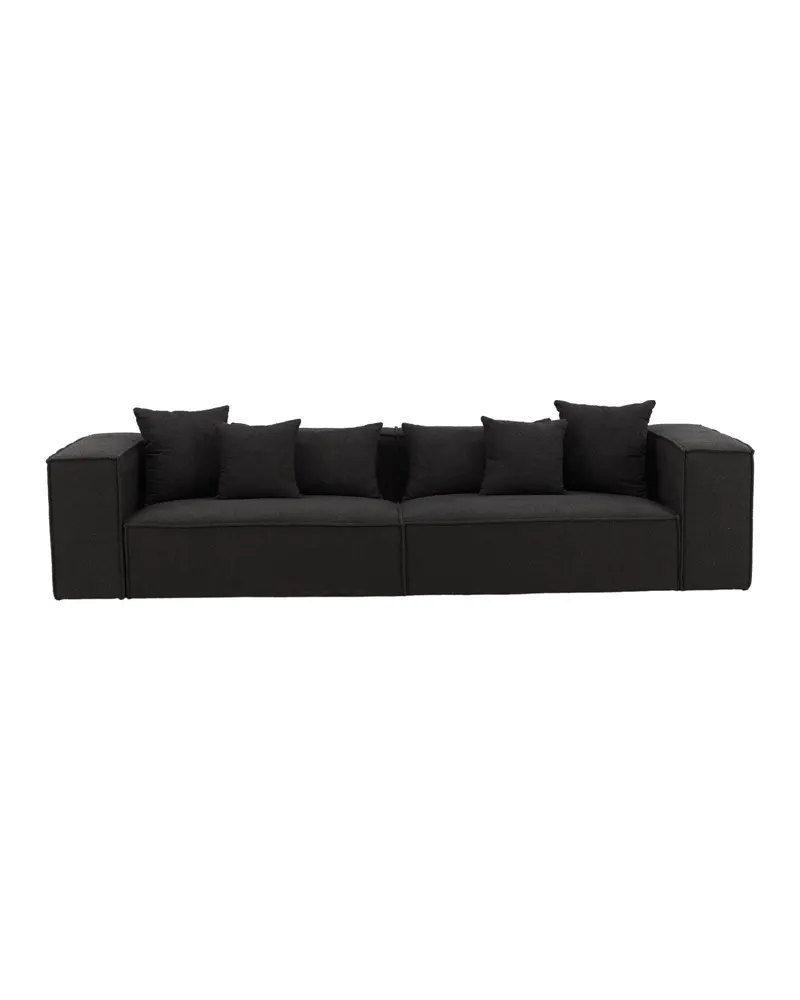 Gillholmen Sofa mit breiten Armlehnen und Kissen, Schwarz