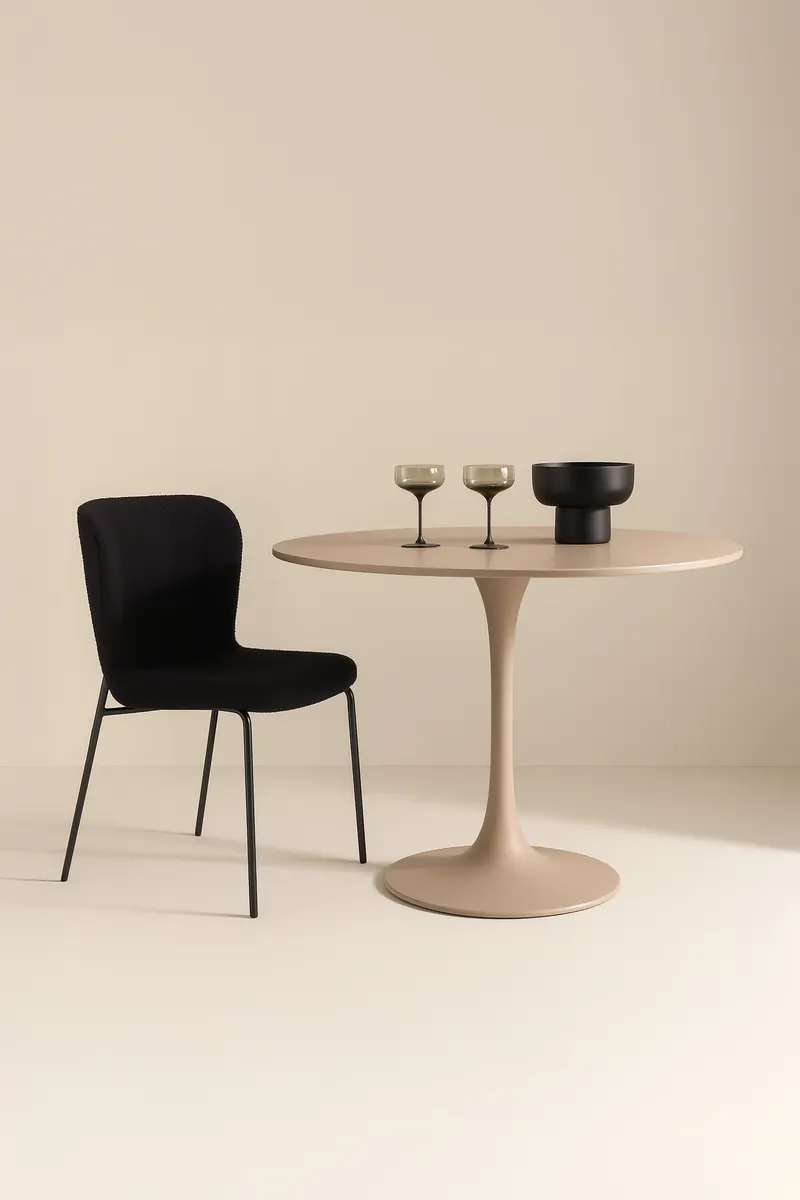 Glade runder Esstisch Ø 100 cm in Beige, im Wohnraum, Ansicht 1