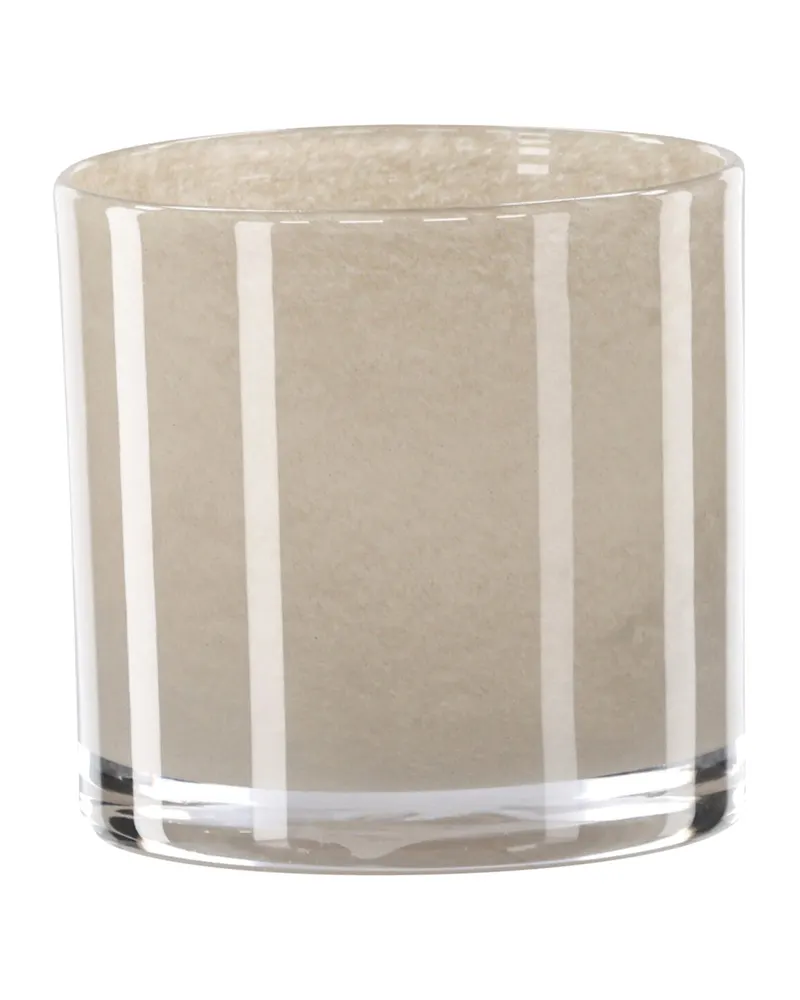 Glora zylindrisches Windlicht aus Glas in Ø 10 cm, Beige, Ansicht 1