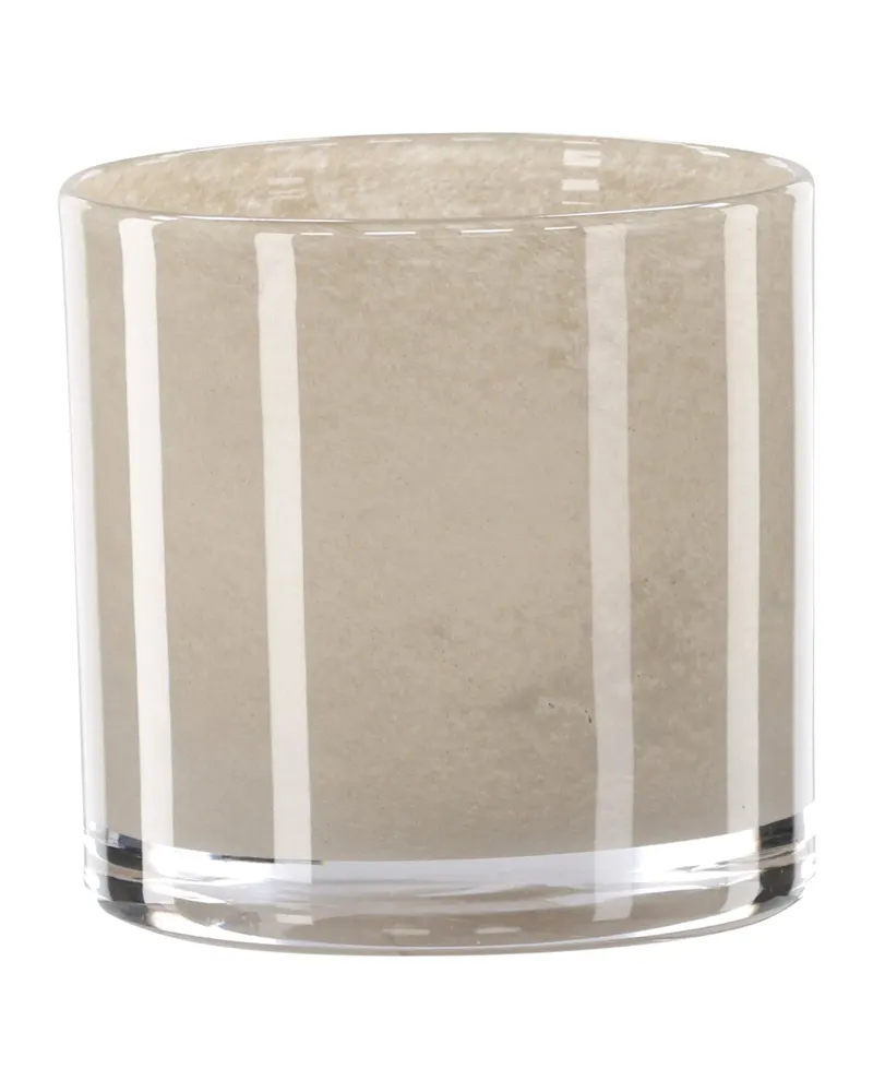 Glora zylindrisches Windlicht aus Glas in Ø 10 cm, Beige, Ansicht 2