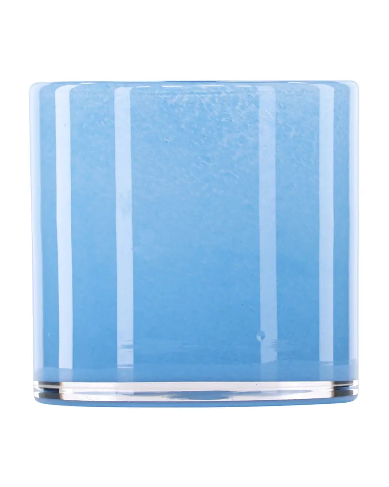 Glora zylindrisches Windlicht aus Glas in Ø 12 cm, Hellblau, Ansicht 4