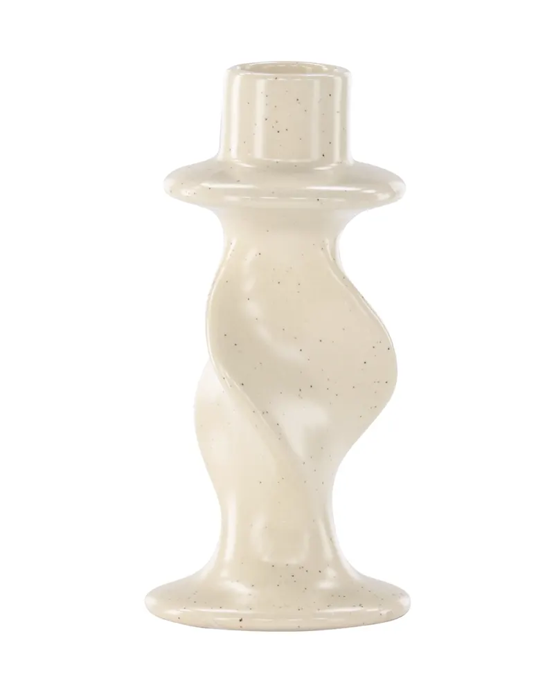 Glory Kerzenständer aus Steinzeug mit gewelltem Schaft in Beige, Ansicht 11