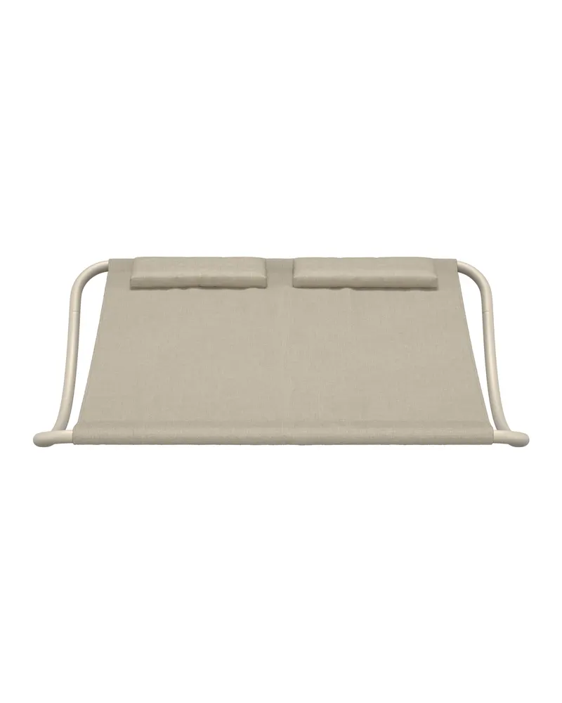 Gordo Doppelliege mit geschwungenem Stahlgestell in Beige, Ansicht 2