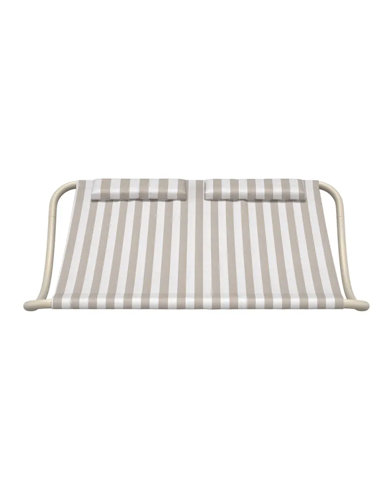 Gordo Doppelliege mit geschwungenem Stahlgestell in Beige / Weiß, Gestell Beige, Ansicht 2