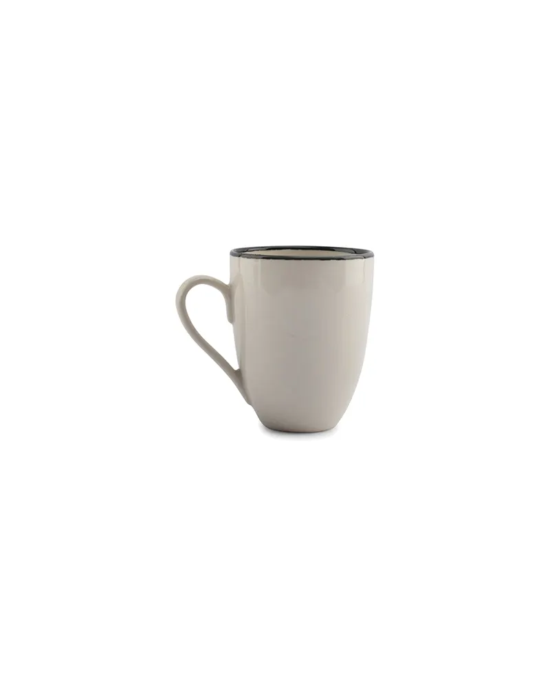 Gravel Becher aus Steinzeug mit Druckdekor, 350 ml, Weiß/Schwarz