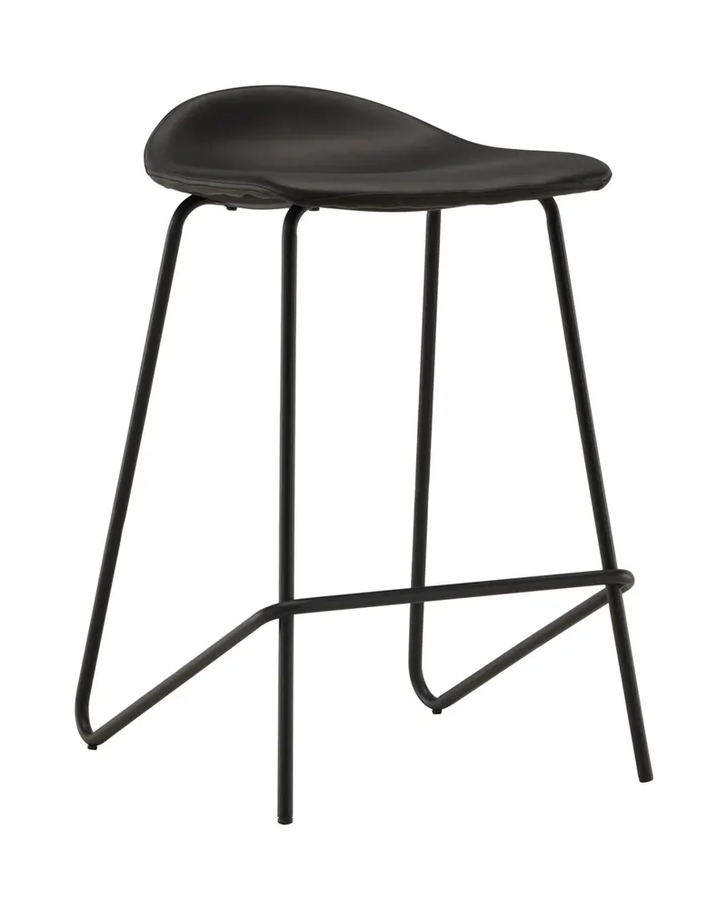 Grebbestad Barhocker ohne Lehne im 2er-Set, schwarzes Kunstleder, Schwarz