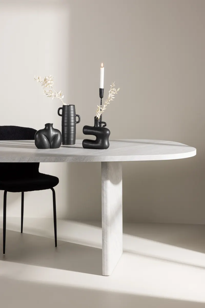 Grönvik ovaler Esstisch in 220 × 100 cm, Weiß, im Wohnraum, Ansicht 2