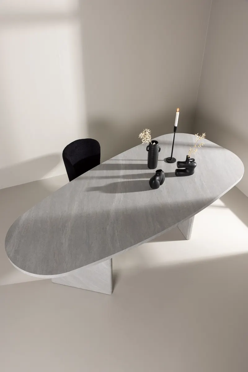 Grönvik ovaler Esstisch in 220 × 100 cm, Weiß, im Wohnraum, Ansicht 4
