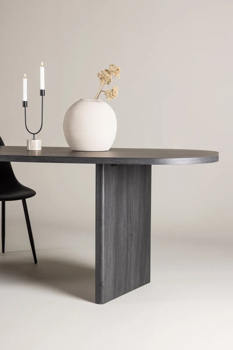 Grönvik ovaler Esstisch in 220 × 100 cm, Schwarz, im Wohnraum, Ansicht 2