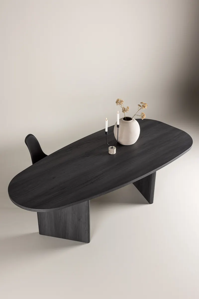 Grönvik ovaler Esstisch in 220 × 100 cm, Schwarz, im Wohnraum, Ansicht 4