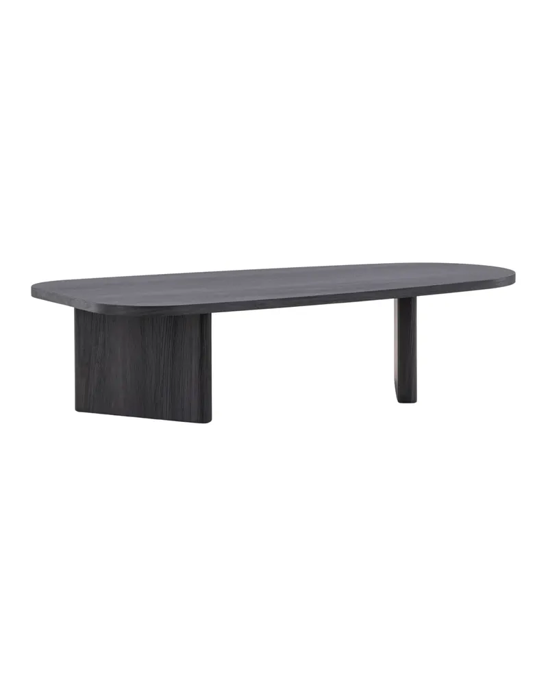Grönvik Couchtisch mit gerundeter Platte auf zwei Wangen in 130 × 65 cm, Schwarz, Ansicht 1