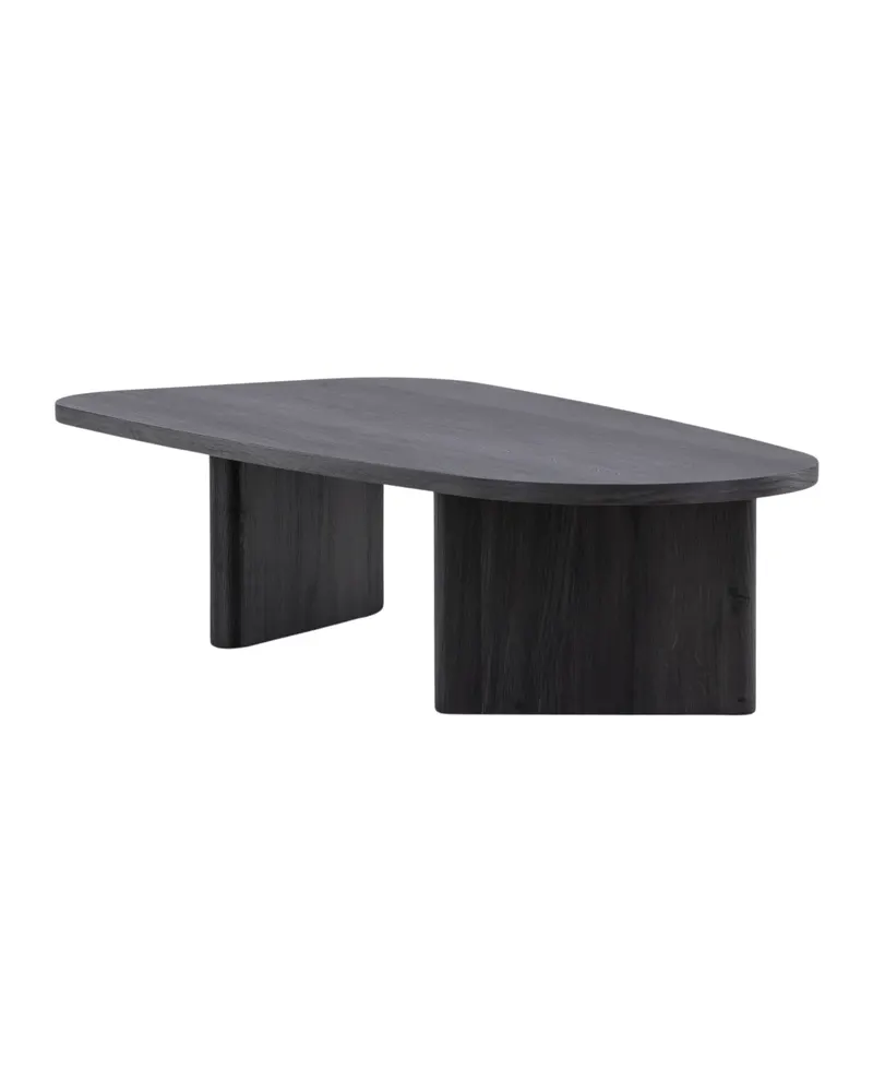 Grönvik Couchtisch mit gerundeter Platte auf zwei Wangen in 130 × 65 cm, Schwarz, Ansicht 7