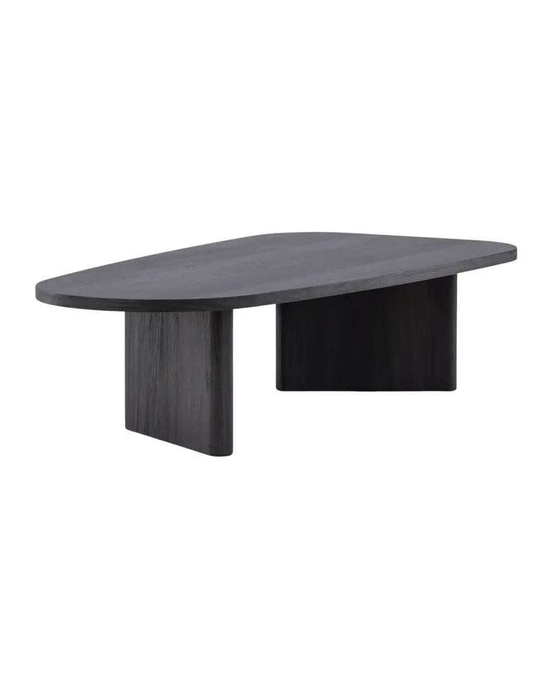 Grönvik Couchtisch mit gerundeter Platte auf zwei Wangen in 130 × 65 cm, Schwarz, Ansicht 9