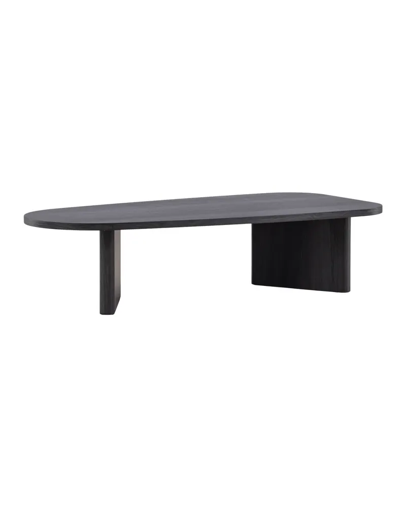 Grönvik Couchtisch mit gerundeter Platte auf zwei Wangen in 130 × 65 cm, Schwarz, Ansicht 10
