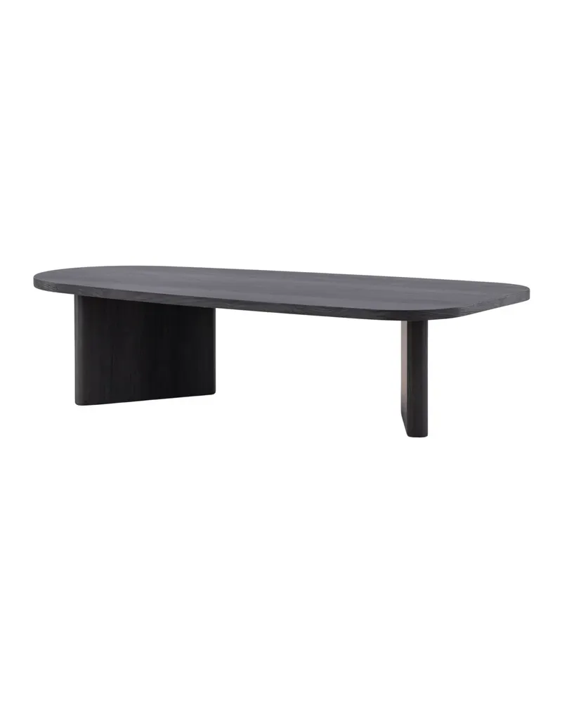 Grönvik Couchtisch mit gerundeter Platte auf zwei Wangen in 130 × 65 cm, Schwarz, Ansicht 11