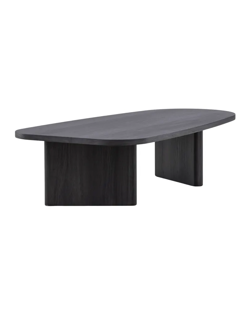 Grönvik Couchtisch mit gerundeter Platte auf zwei Wangen in 130 × 65 cm, Schwarz, Ansicht 12