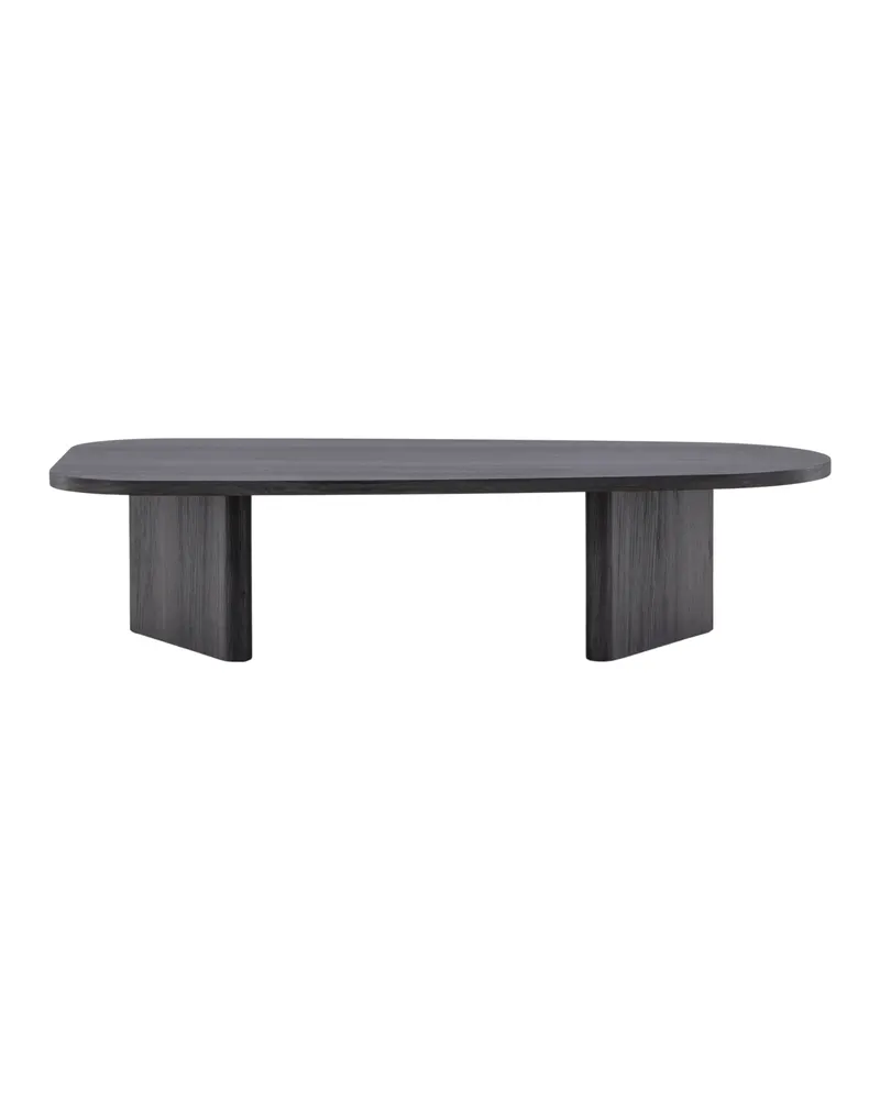 Grönvik Couchtisch mit gerundeter Platte auf zwei Wangen in 130 × 65 cm, Schwarz, Ansicht 2