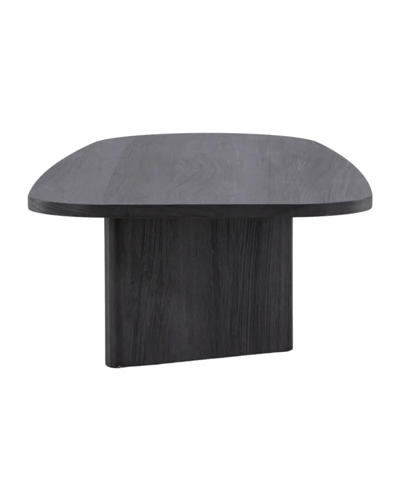 Grönvik Couchtisch mit gerundeter Platte auf zwei Wangen in 130 × 65 cm, Schwarz, Ansicht 3