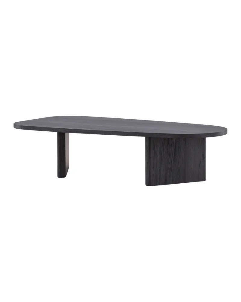 Grönvik Couchtisch mit gerundeter Platte auf zwei Wangen in 130 × 65 cm, Schwarz, Ansicht 4