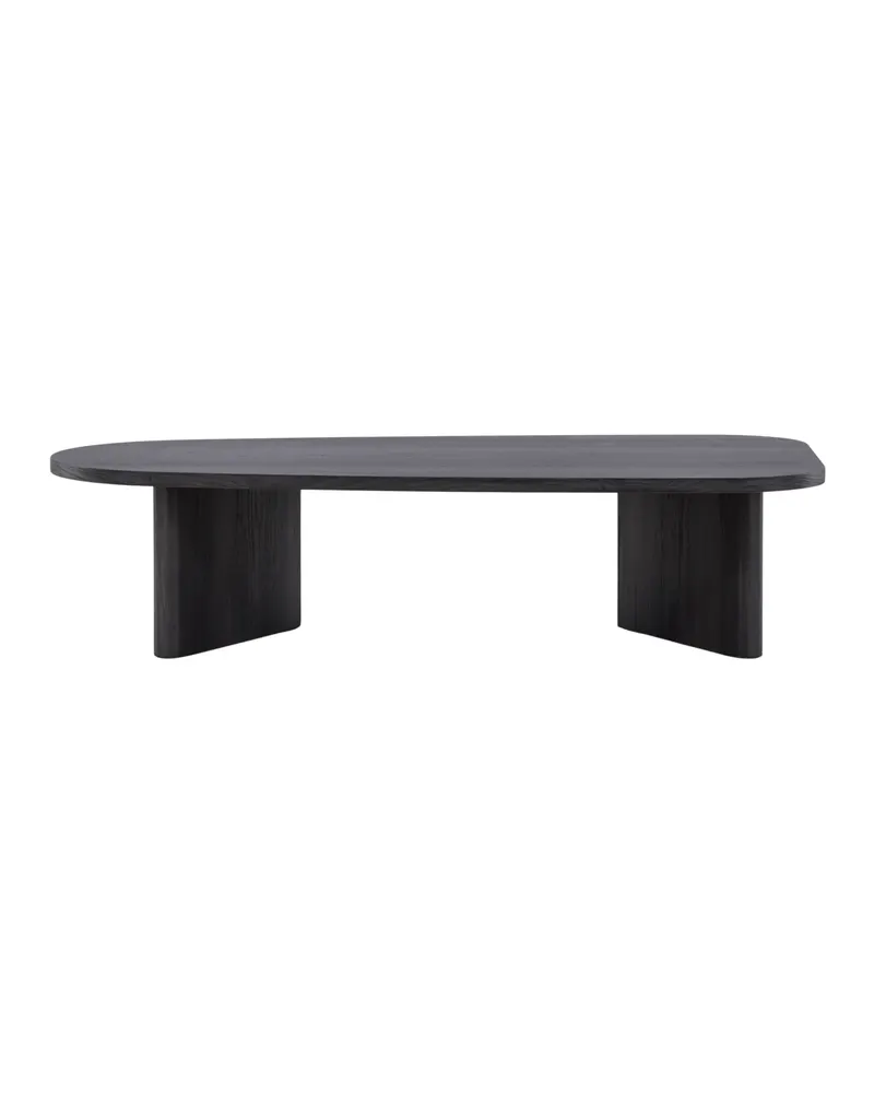 Grönvik Couchtisch mit gerundeter Platte auf zwei Wangen in 130 × 65 cm, Schwarz, Ansicht 5