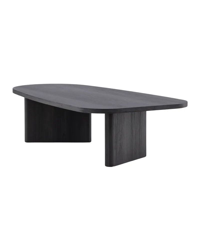 Grönvik Couchtisch mit gerundeter Platte auf zwei Wangen in 130 × 65 cm, Schwarz, Ansicht 6