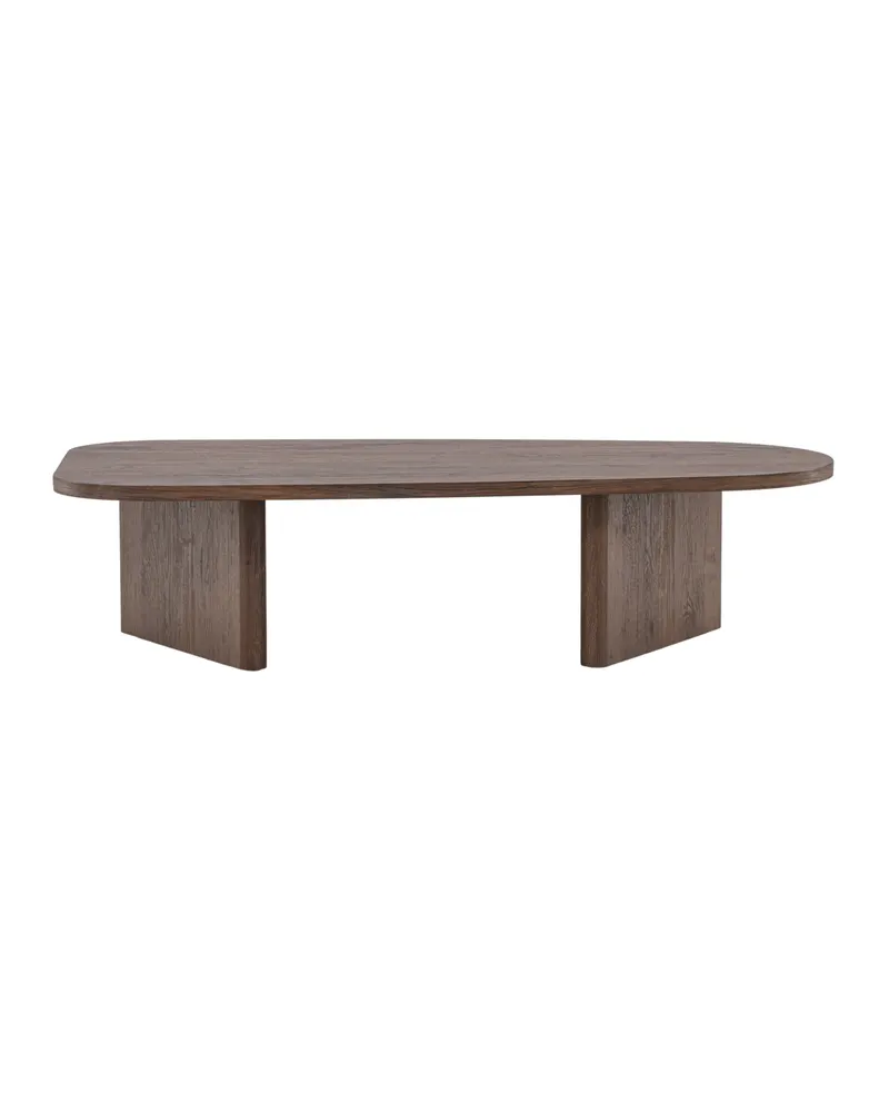 Grönvik Couchtisch mit gerundeter Platte auf zwei Wangen in 130 × 65 cm, Mokka, Ansicht 1