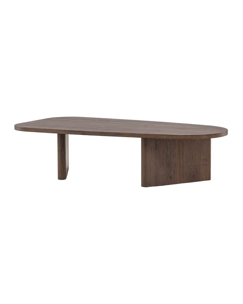 Grönvik Couchtisch mit gerundeter Platte auf zwei Wangen in 130 × 65 cm, Mokka, Ansicht 6