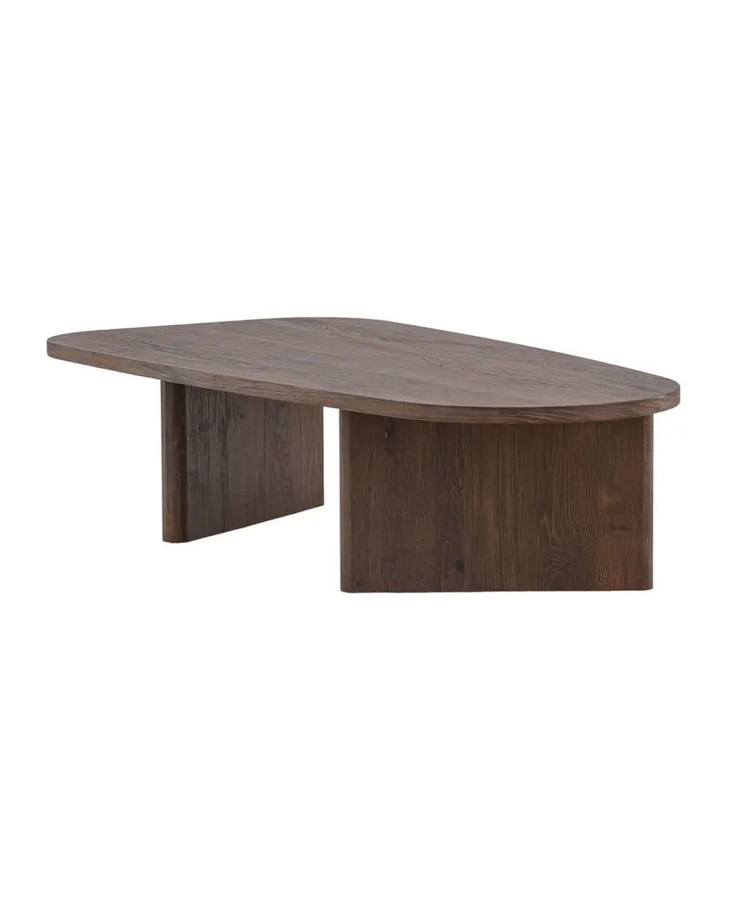 Grönvik Couchtisch mit gerundeter Platte auf zwei Wangen in 130 × 65 cm, Mokka, Ansicht 7