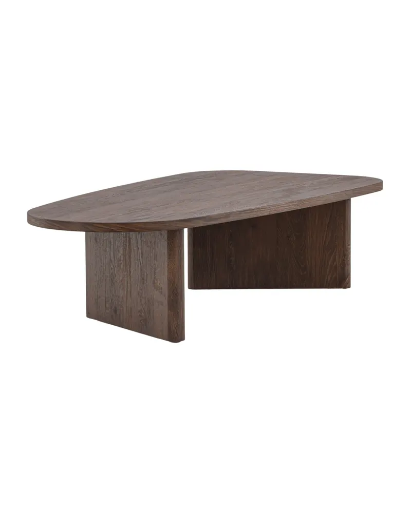 Grönvik Couchtisch mit gerundeter Platte auf zwei Wangen in 130 × 65 cm, Mokka, Ansicht 9