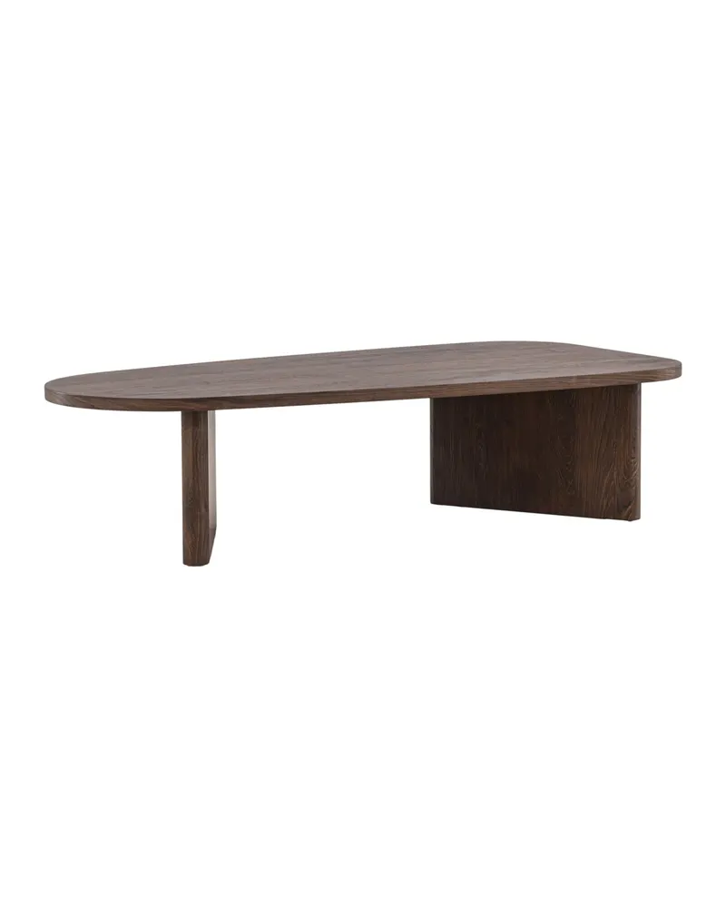 Grönvik Couchtisch mit gerundeter Platte auf zwei Wangen in 130 × 65 cm, Mokka, Ansicht 10