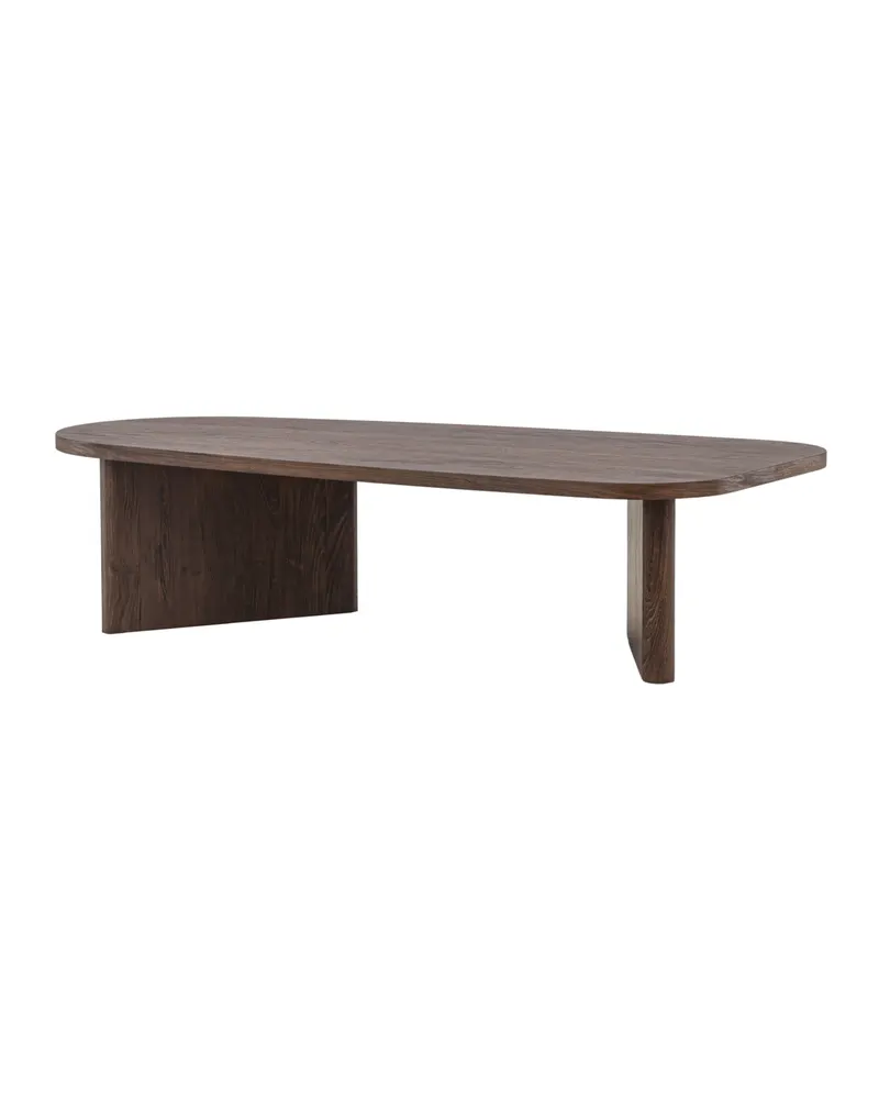 Grönvik Couchtisch mit gerundeter Platte auf zwei Wangen in 130 × 65 cm, Mokka, Ansicht 11